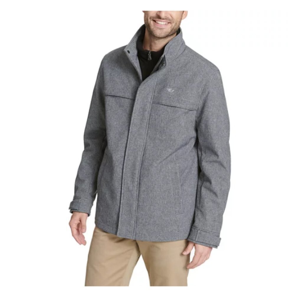 NEW Dockers Men's Soft Shell Performance Gray Quilted Winter Coat Size Medium